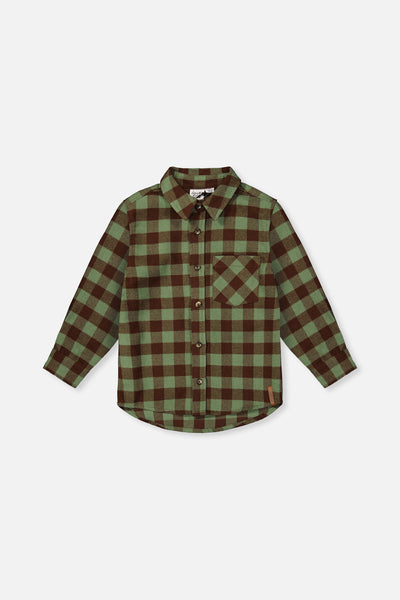 Brushed Flannel Shirt Green And Brown Plaid - J20U14_2J270