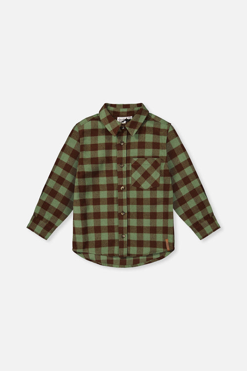 Brushed Flannel Shirt Green And Brown Plaid - J20U14_2J270