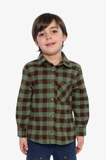 Brushed Flannel Shirt Green And Brown Plaid - J20U14_2J270