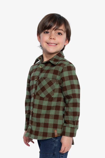 Brushed Flannel Shirt Green And Brown Plaid - J20U14_2J270