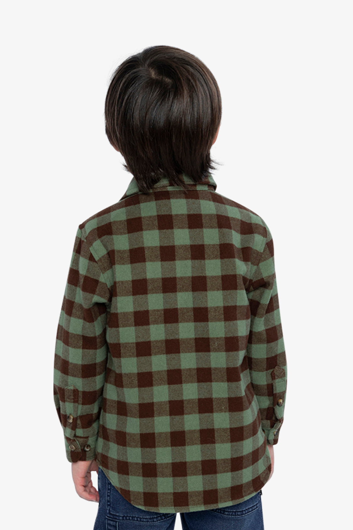 Brushed Flannel Shirt Green And Brown Plaid - J20U14_2J270