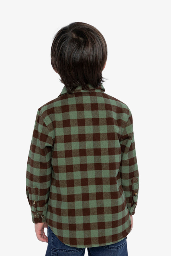 Brushed Flannel Shirt Green And Brown Plaid - J20U14_2J270