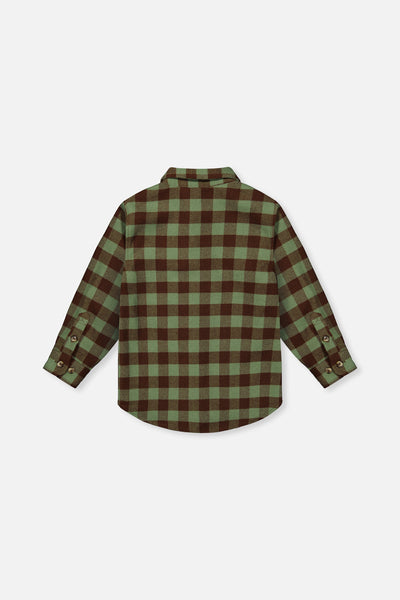 Brushed Flannel Shirt Green And Brown Plaid - J20U14_2J270