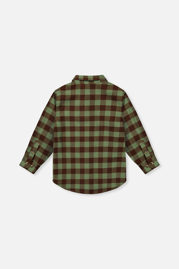Brushed Flannel Shirt Green And Brown Plaid - J20U14_2J270