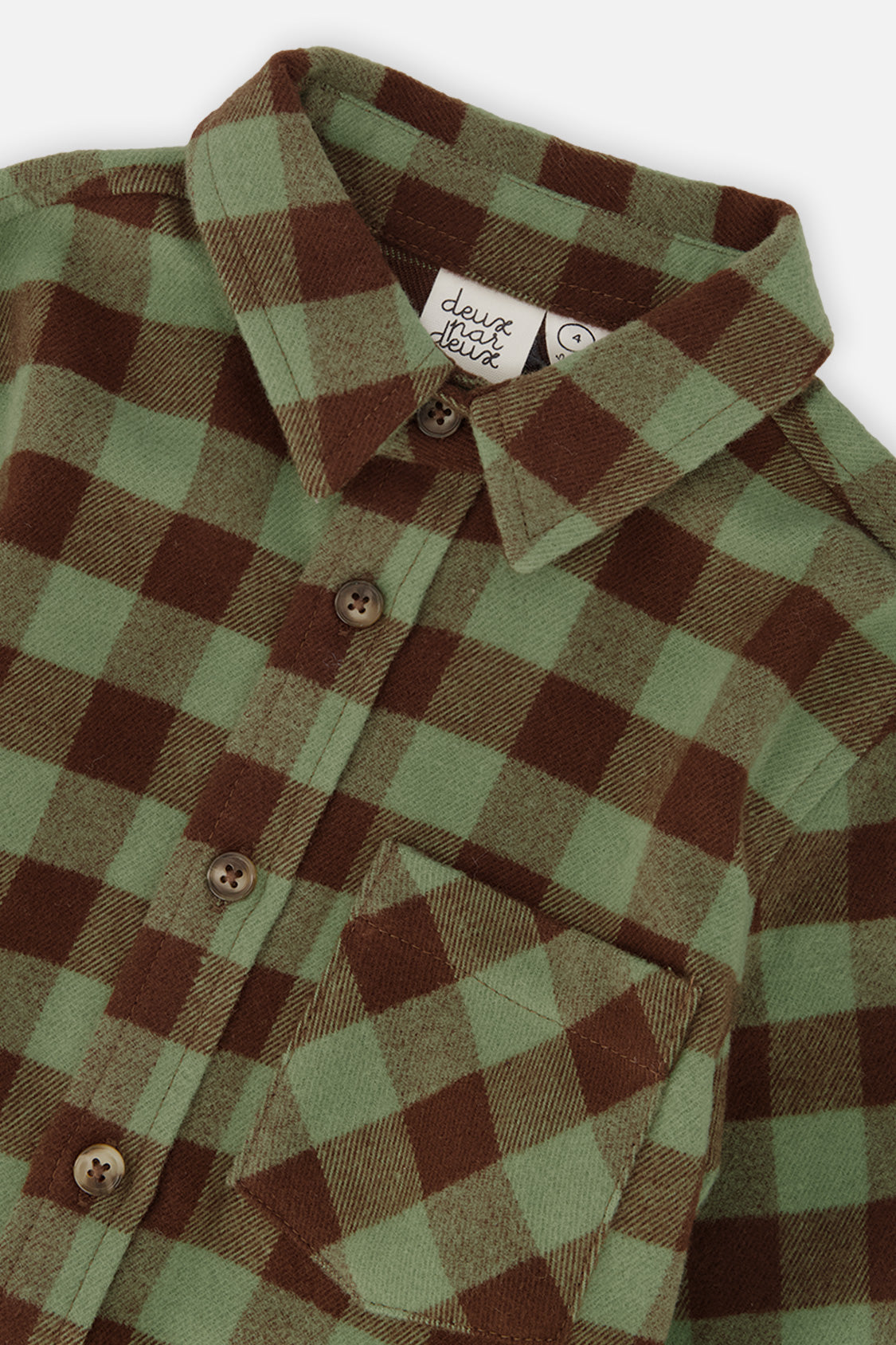 Brushed Flannel Shirt Green And Brown Plaid - J20U14_2J270