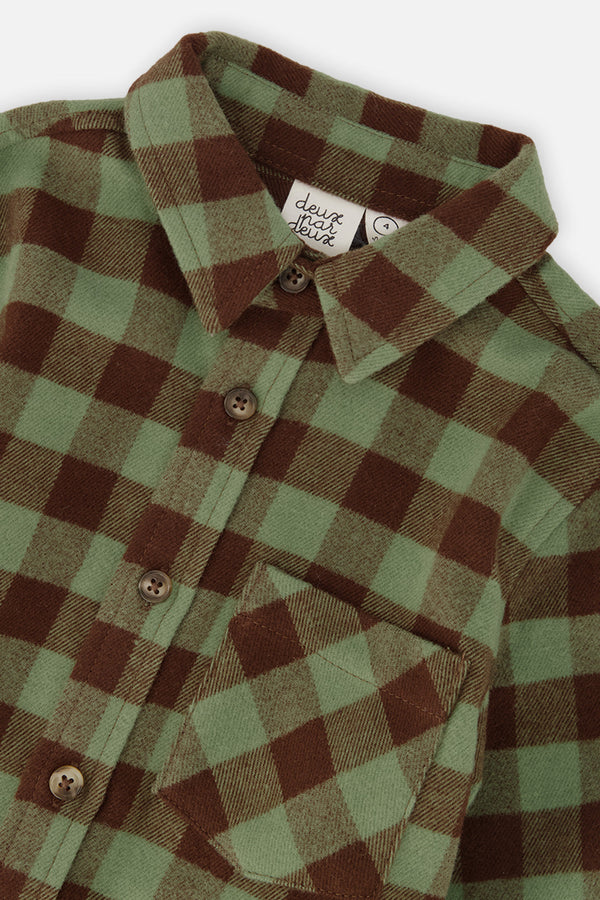 Brushed Flannel Shirt Green And Brown Plaid - J20U14_2J270