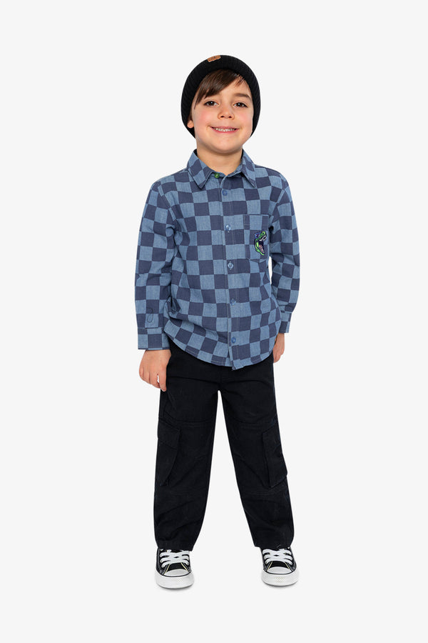 Chambray Shirt Blue Checkered Print - J20U15_2J271