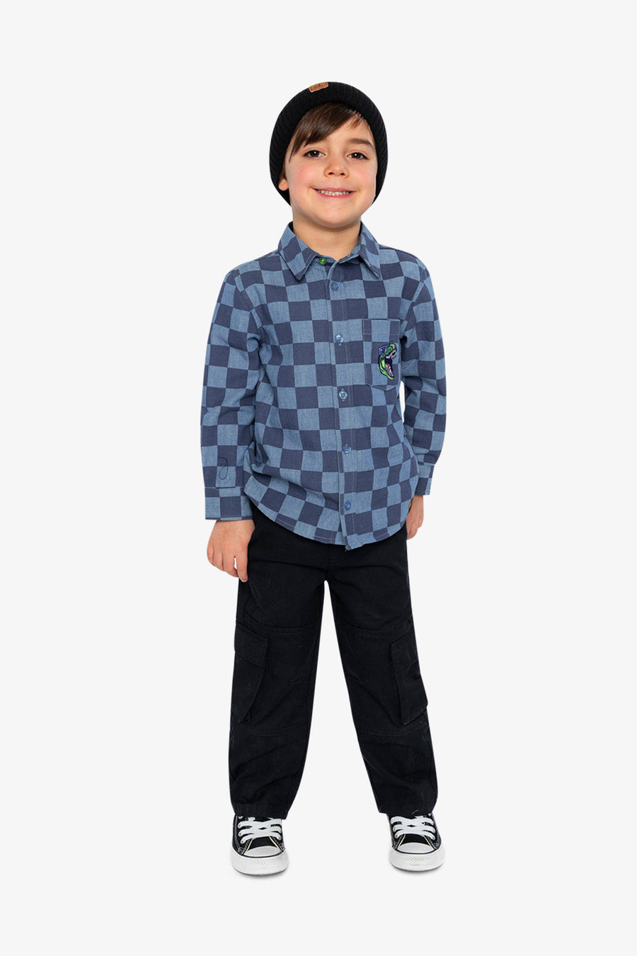 Chambray Shirt Blue Checkered Print - J20U15_2J271
