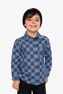 Chambray Shirt Blue Checkered Print - J20U15_2J271