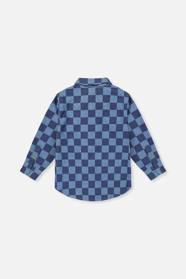 Chambray Shirt Blue Checkered Print - J20U15_2J271