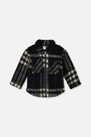 Zipped Overshirt Black And Blue Plaid - J20U17_2J276