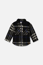 Zipped Overshirt Black And Blue Plaid - J20U17_2J276