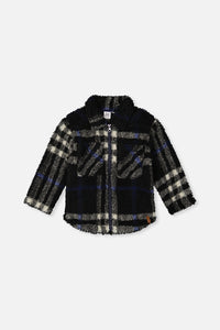 Zipped Overshirt Black And Blue Plaid - J20U17_2J276