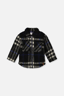 Zipped Overshirt Black And Blue Plaid - J20U17_2J276