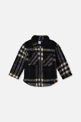 Zipped Overshirt Black And Blue Plaid - J20U17_2J276