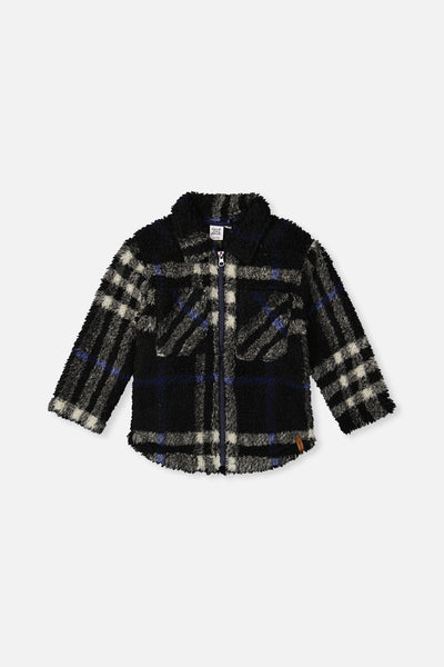 Zipped Overshirt Black And Blue Plaid - J20U17_2J276