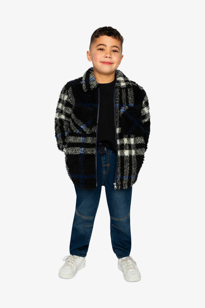 Zipped Overshirt Black And Blue Plaid - J20U17_2J276
