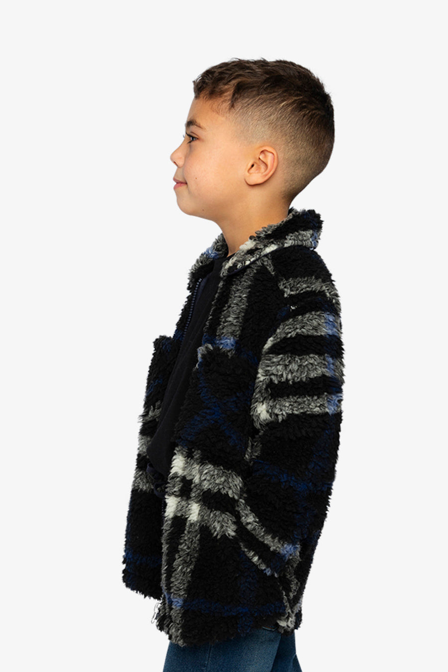 Zipped Overshirt Black And Blue Plaid - J20U17_2J276