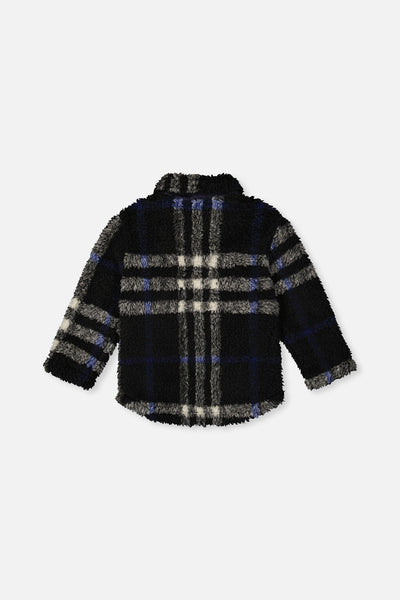Zipped Overshirt Black And Blue Plaid - J20U17_2J276