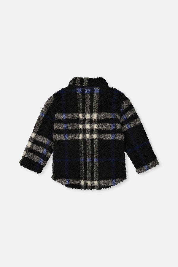 Zipped Overshirt Black And Blue Plaid - J20U17_2J276