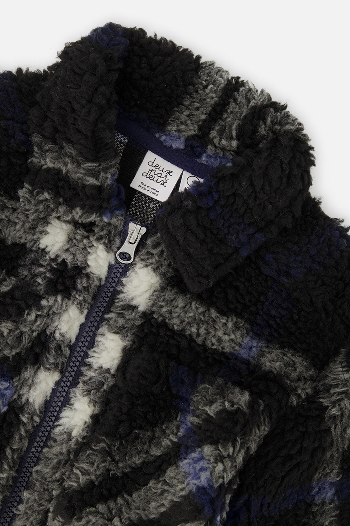 Zipped Overshirt Black And Blue Plaid