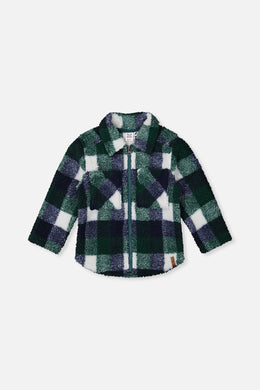 Zipped Overshirt Blue And Green Checks - J20U17_2J277