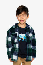 Zipped Overshirt Blue And Green Checks - J20U17_2J277