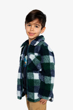 Zipped Overshirt Blue And Green Checks - J20U17_2J277