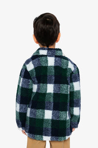 Zipped Overshirt Blue And Green Checks - J20U17_2J277