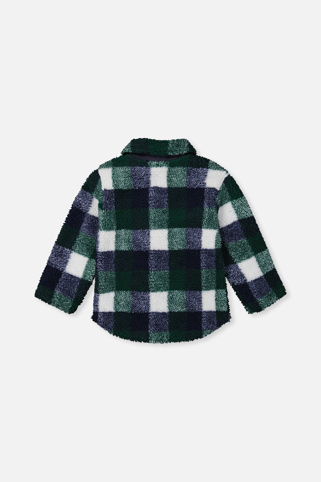 Zipped Overshirt Blue And Green Checks - Deux par Deux USA
