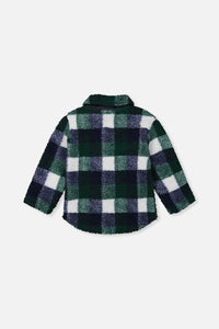 Zipped Overshirt Blue And Green Checks - J20U17_2J277
