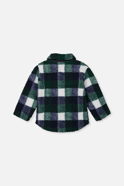 Zipped Overshirt Blue And Green Checks - J20U17_2J277