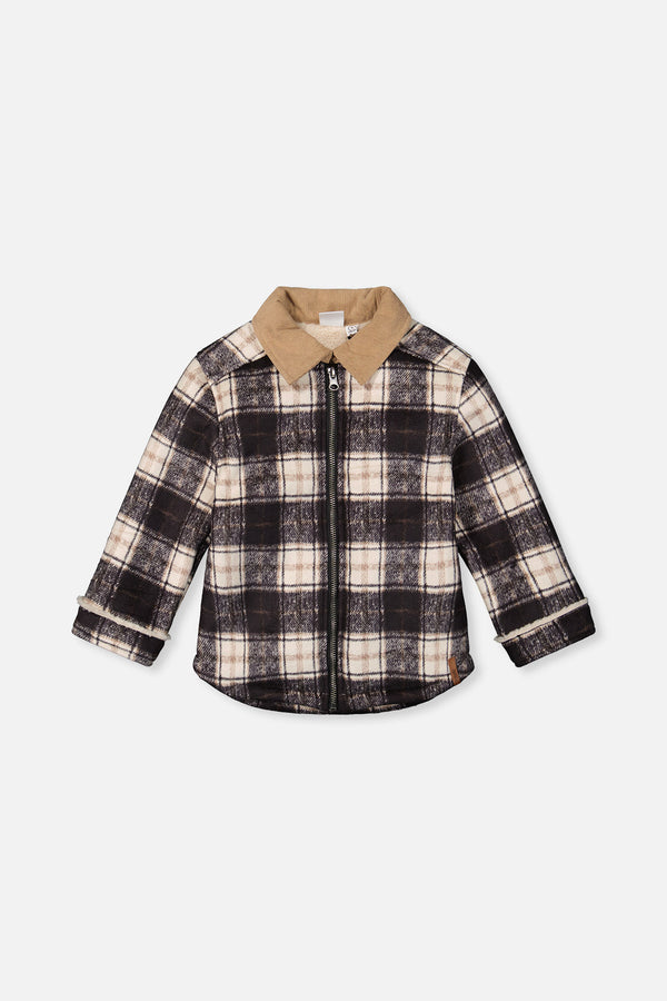 Brushed Plaid Zipped Jacket Blue And Beige Checks - J20U18_2J278