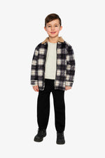 Brushed Plaid Zipped Jacket Blue And Beige Checks - J20U18_2J278