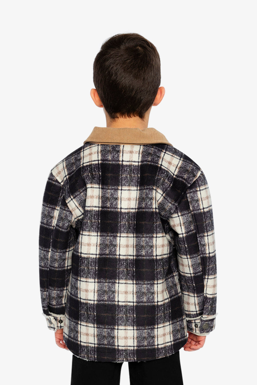 Brushed Plaid Zipped Jacket Blue And Beige Checks - J20U18_2J278