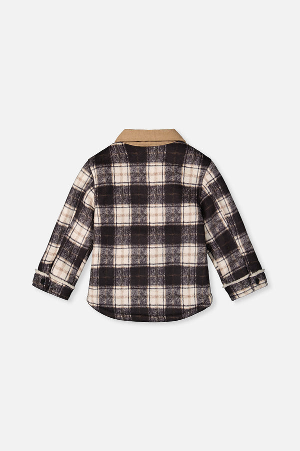 Brushed Plaid Zipped Jacket Blue And Beige Checks - J20U18_2J278