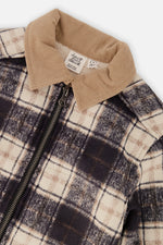 Brushed Plaid Zipped Jacket Blue And Beige Checks - J20U18_2J278