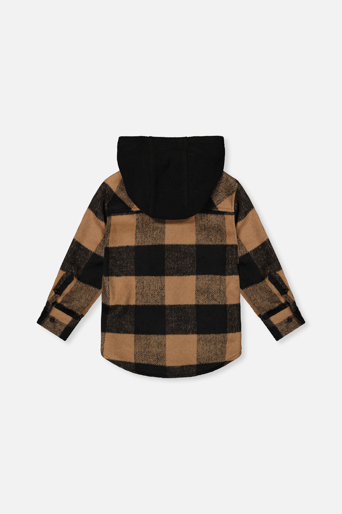 Flannel Shirt With Fleece Hood Brown And Black Plaid - J20U19_2J272
