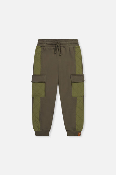 Fleece Bi-Material Sweatpants With Pockets Green - J20U22_03690