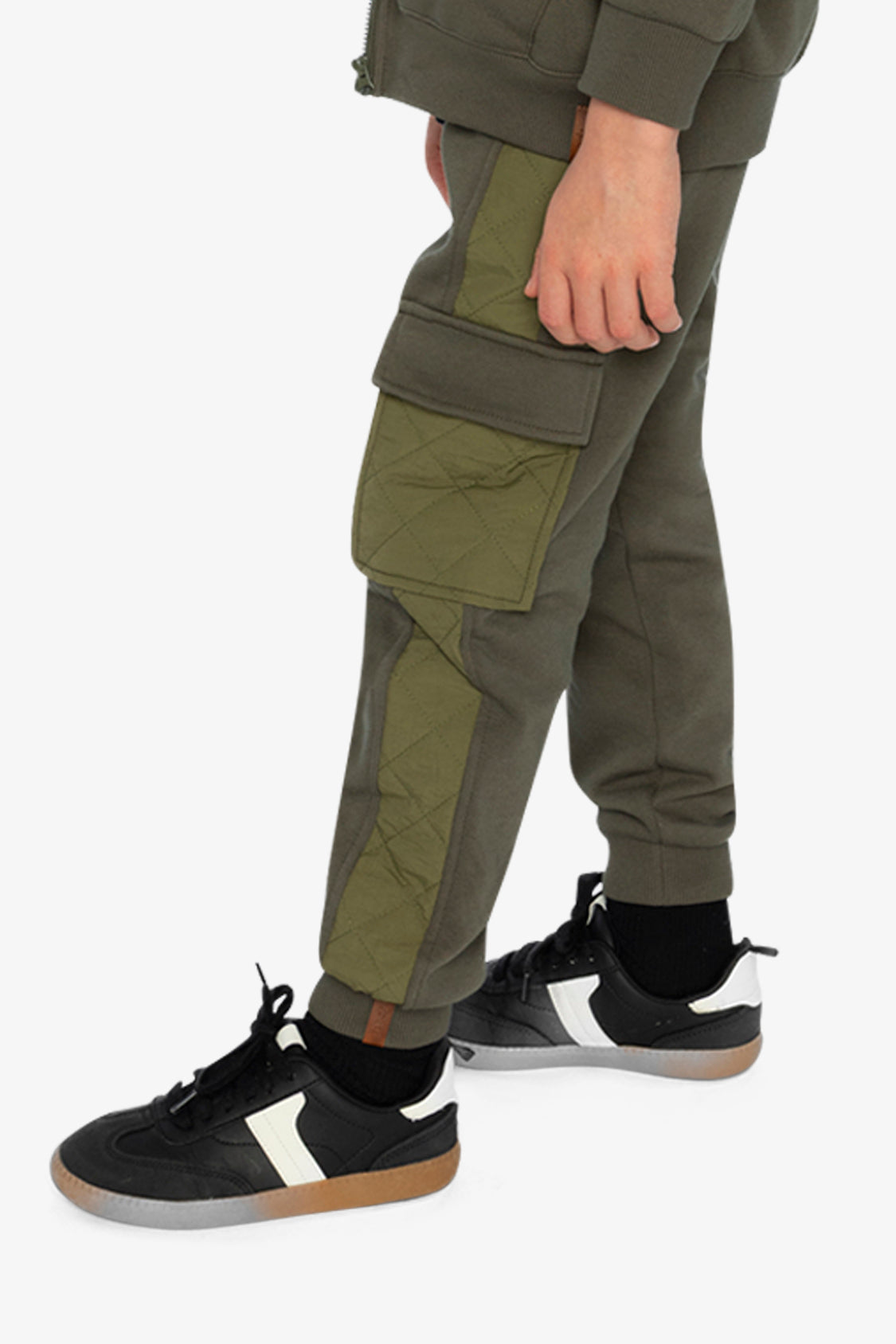 Fleece Bi-Material Sweatpants With Pockets Green - J20U22_03690