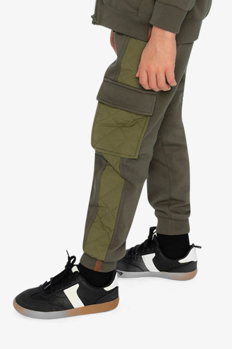 Fleece Bi-Material Sweatpants With Pockets Green - J20U22_03690