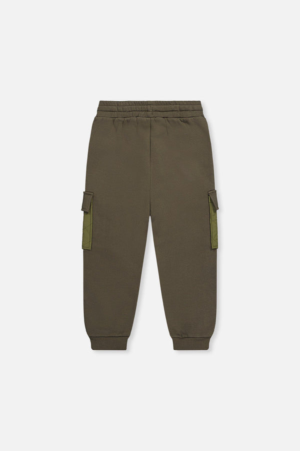 Fleece Bi-Material Sweatpants With Pockets Green - J20U22_03690