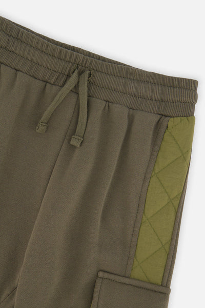 Fleece Bi-Material Sweatpants With Pockets Green - J20U22_03690