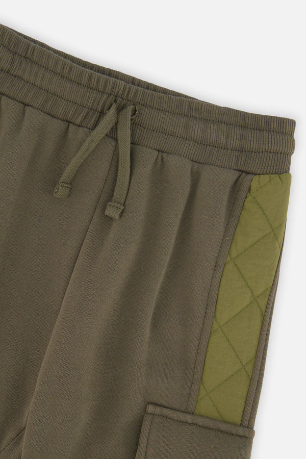 Fleece Bi-Material Sweatpants With Pockets Green - J20U22_03690