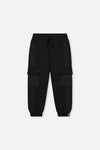 Fleece Bi-Material Sweatpants With Pockets Black - J20U22_09990