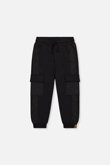 Fleece Bi-Material Sweatpants With Pockets Black - J20U22_09990