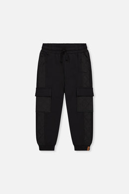 Fleece Bi-Material Sweatpants With Pockets Black - J20U22_09990