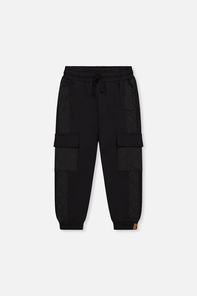 Fleece Bi-Material Sweatpants With Pockets Black - J20U22_09990