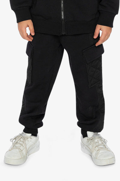 Fleece Bi-Material Sweatpants With Pockets Black - J20U22_09990