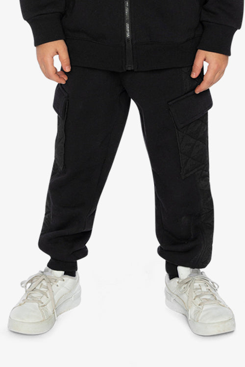 Fleece Bi-Material Sweatpants With Pockets Black - J20U22_09990